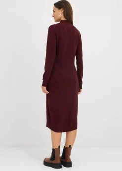 bonprix Kleider|Basics^Strickkleid mit Stehkragen tiefgrün