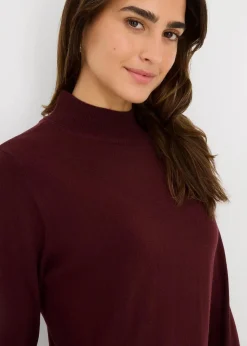 bonprix Bekleidung·Umstandsmode|Strickmode^Strickkleid mit Stehkragen weinrot