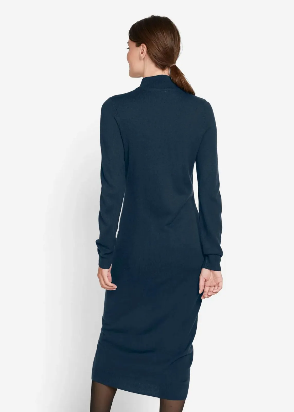 bonprix Kleider|Basics^Strickkleid mit Stehkragen dunkelblau