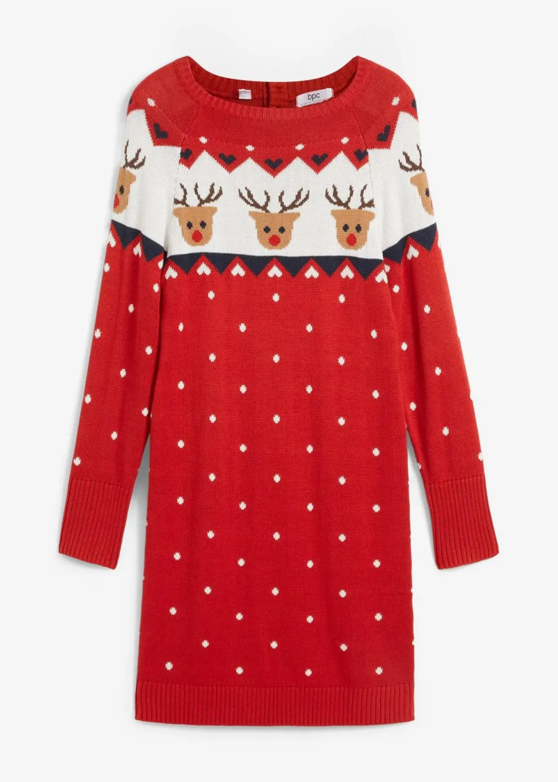 bonprix Bekleidung·Umstandsmode|Strickmode^Strickkleid mit Weihnachtsmotiv rot
