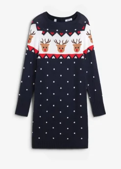 bonprix Bekleidung·Umstandsmode|Strickmode^Strickkleid mit Weihnachtsmotiv dunkelblau