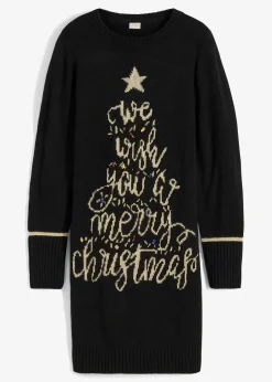 bonprix Bekleidung·Umstandsmode|Bekleidung·Pullover & Strickjacken^Strickkleid mit Weihnachtsmotiv schwarz