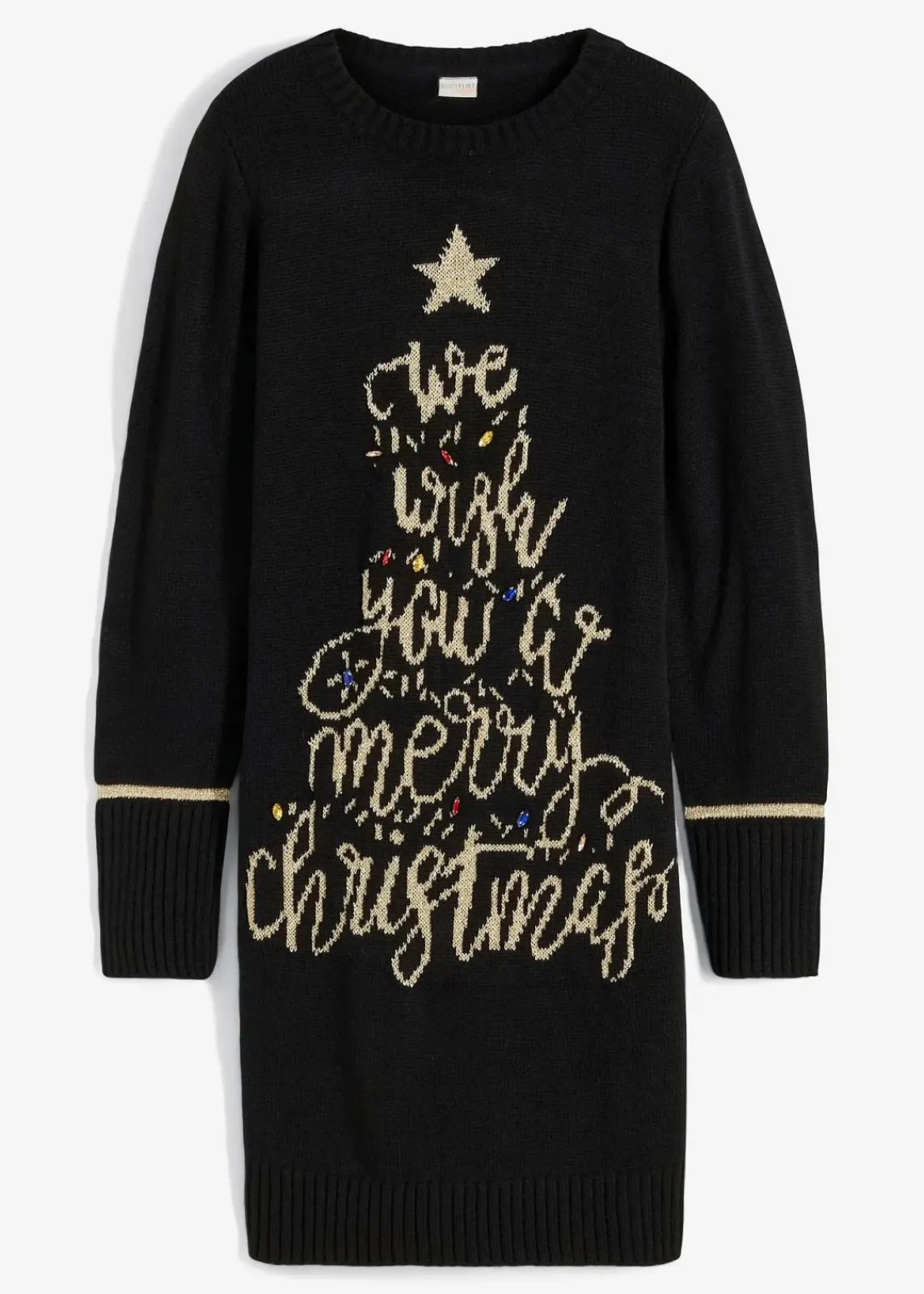 bonprix Bekleidung·Umstandsmode|Bekleidung·Pullover & Strickjacken^Strickkleid mit Weihnachtsmotiv schwarz
