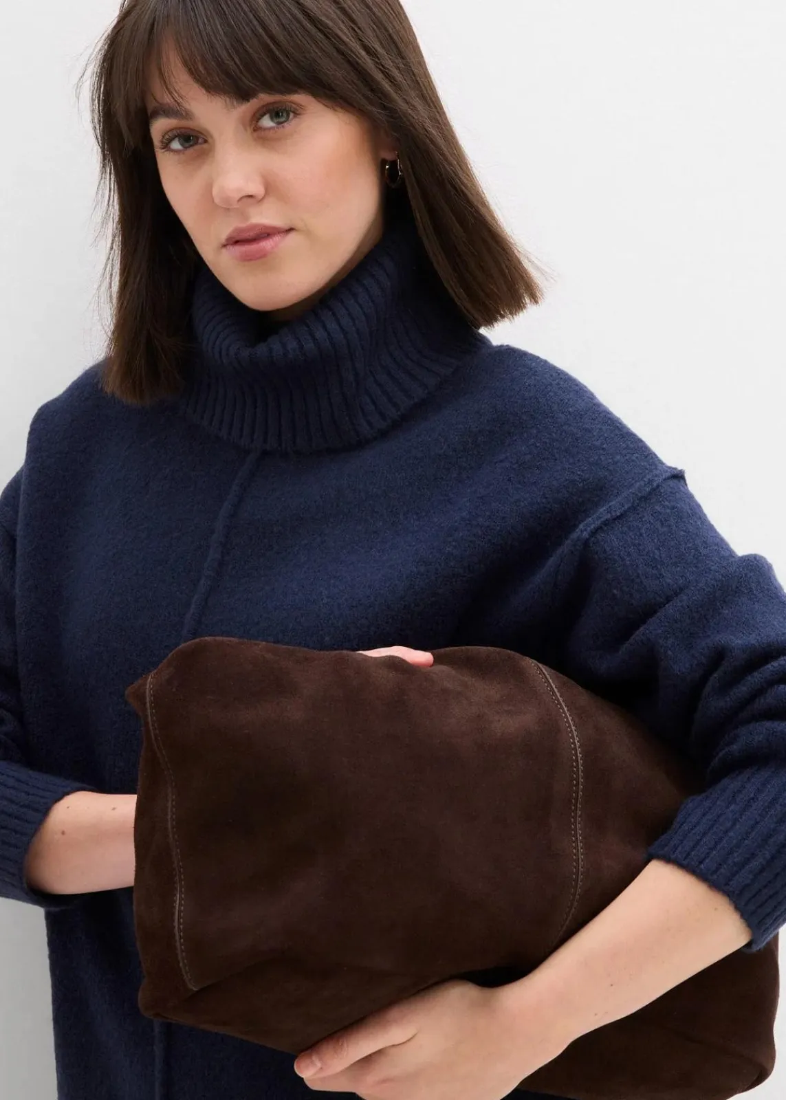 bonprix Bekleidung·Umstandsmode|Kleider^Strickkleid mit Ziernaht dunkelblau meliert