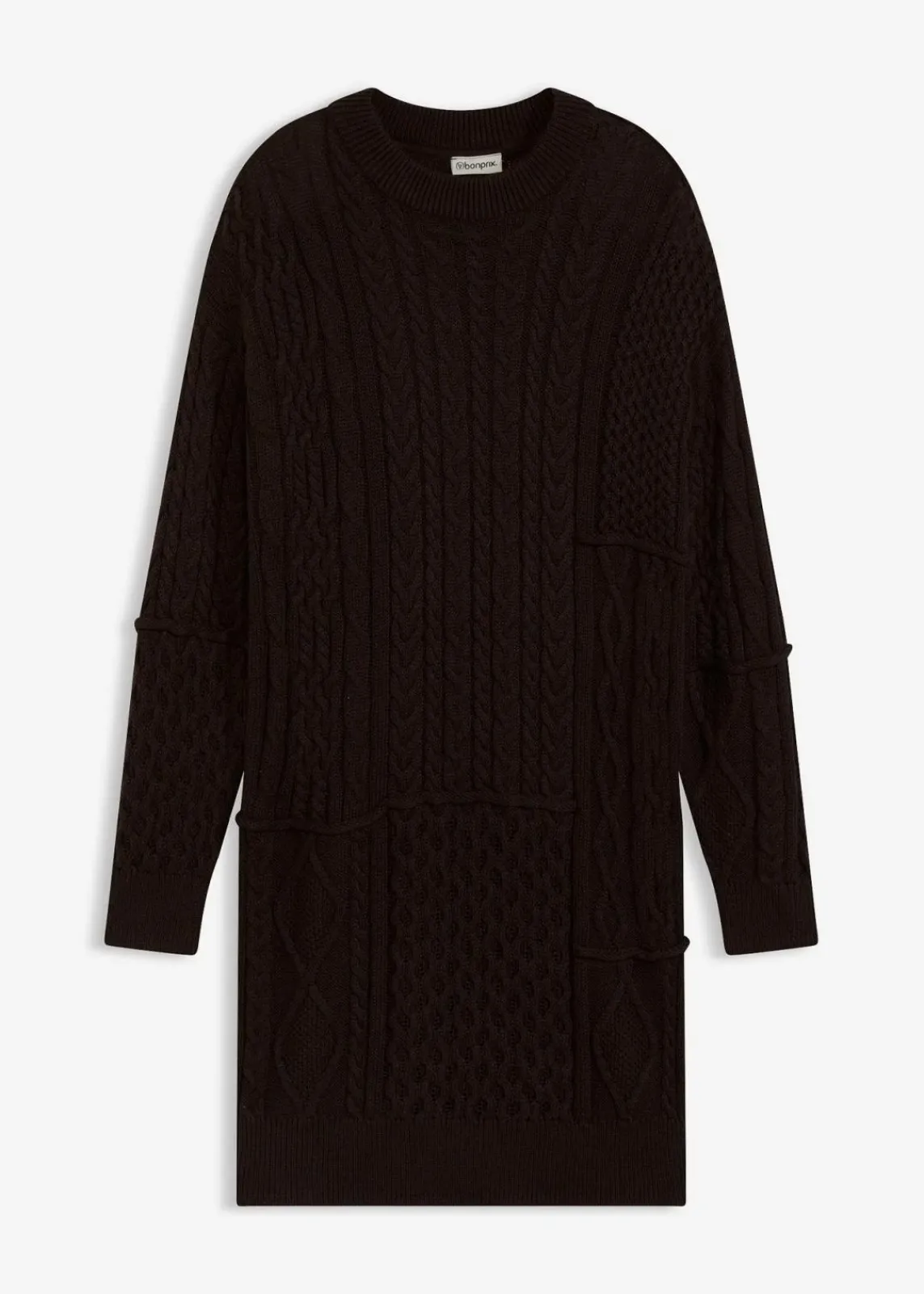 bonprix Bekleidung·Umstandsmode|Kleider^Strickkleid mit Zopfmuster dunkelbraun