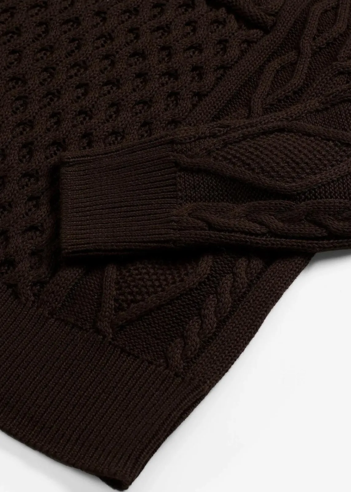bonprix Bekleidung·Umstandsmode|Kleider^Strickkleid mit Zopfmuster dunkelbraun