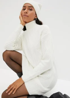 bonprix Bekleidung·Umstandsmode|Bekleidung·Pullover & Strickjacken^Strickkleid mit Zopfmuster wollweiß