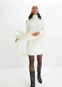 bonprix Bekleidung·Umstandsmode|Bekleidung·Pullover & Strickjacken^Strickkleid mit Zopfmuster wollweiß