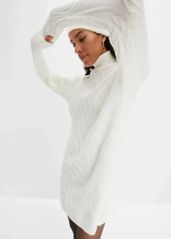 bonprix Bekleidung·Umstandsmode|Bekleidung·Pullover & Strickjacken^Strickkleid mit Zopfmuster wollweiß