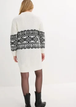 bonprix Bekleidung·Umstandsmode|Strickmode^Strickkleid Norweger schwarz/weiß norwegermuster