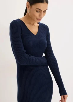 bonprix Bekleidung·Homewear|Bekleidung·Pullover & Strickjacken^Strickkleid und Weste (2-tlg.Set) dunkelblau