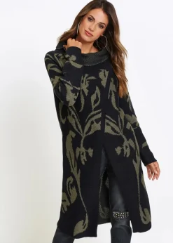 bonprix Bekleidung·Umstandsmode|Bekleidung·Jeans^Strickmantel schwarz/dunkeloliv