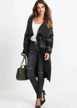 bonprix Bekleidung·Umstandsmode|Bekleidung·Jeans^Strickmantel schwarz/dunkeloliv