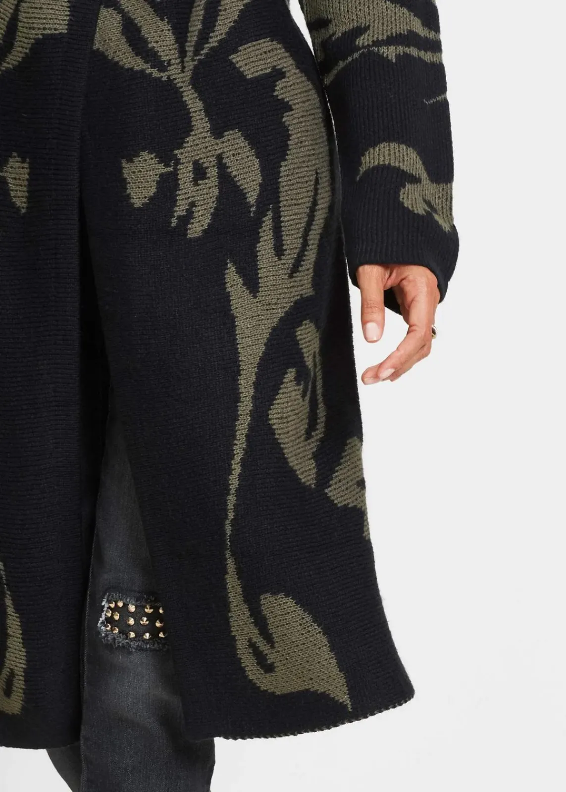 bonprix Bekleidung·Umstandsmode|Bekleidung·Jeans^Strickmantel schwarz/dunkeloliv