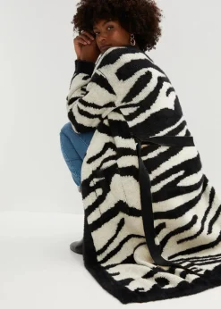 bonprix Bekleidung·Umstandsmode|Strickmode^Strickmantel beige/schwarz zebra bedruckt