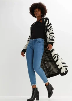 bonprix Bekleidung·Umstandsmode|Strickmode^Strickmantel beige/schwarz zebra bedruckt