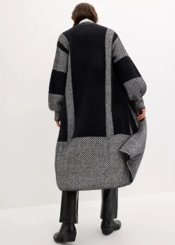 bonprix Strickmode|Bekleidung·Umstandsmode^Strickmantel schwarz/wollweiß bedruckt