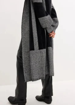 bonprix Strickmode|Bekleidung·Umstandsmode^Strickmantel schwarz/wollweiß bedruckt