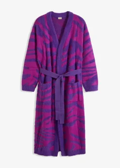 bonprix Bekleidung·Umstandsmode|Strickmode^Strickmantel tiefviolett/violettorchidee zebra bedruckt