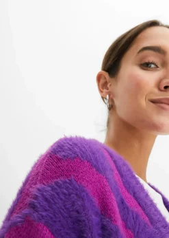 bonprix Bekleidung·Umstandsmode|Strickmode^Strickmantel tiefviolett/violettorchidee zebra bedruckt