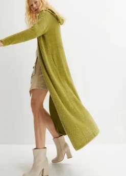bonprix Pullover & Strickjacken|Bekleidung·Jeans^Strickmantel aus weichem Federgarn goldoliv