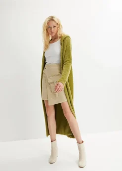 bonprix Pullover & Strickjacken|Bekleidung·Jeans^Strickmantel aus weichem Federgarn goldoliv