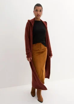 bonprix Bekleidung·Umstandsmode|Strickmode^Strickmantel aus weichem Federgarn mahagonibraun