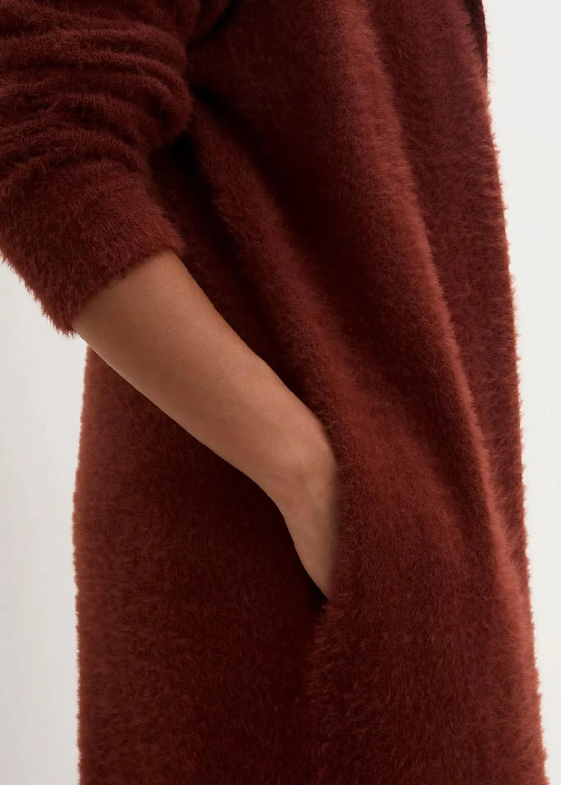 bonprix Bekleidung·Umstandsmode|Strickmode^Strickmantel aus weichem Federgarn mahagonibraun