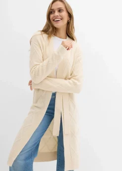 bonprix Strickmode|Pullover & Strickjacken^Strickmantel aus Zopfstrick naturbeige