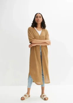bonprix Bekleidung·Umstandsmode|Bekleidung·Jeans^Strickmantel in Leinen-Optik beige