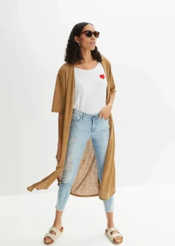 bonprix Bekleidung·Umstandsmode|Bekleidung·Jeans^Strickmantel in Leinen-Optik beige