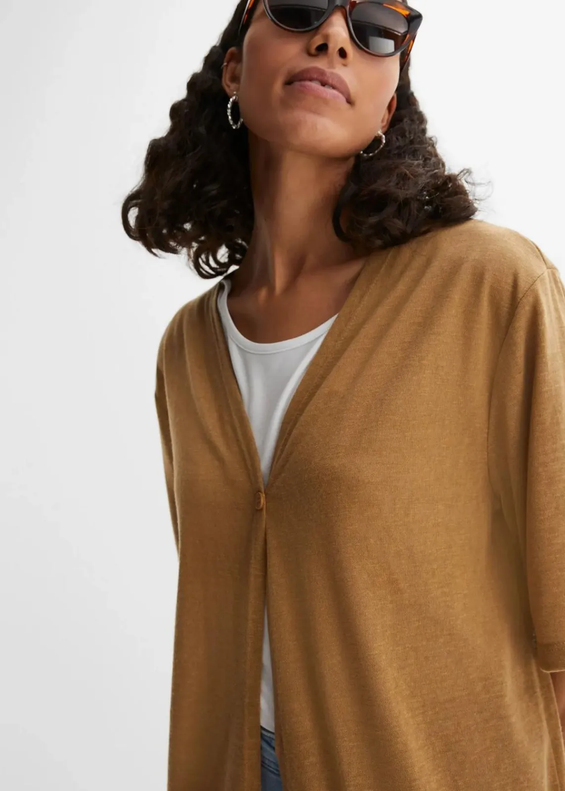 bonprix Bekleidung·Umstandsmode|Bekleidung·Jeans^Strickmantel in Leinen-Optik beige