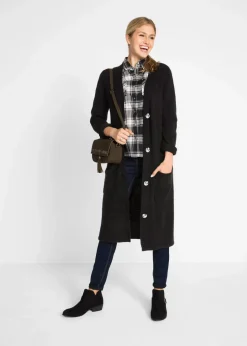 bonprix Bekleidung·Umstandsmode|Bekleidung·Jeans^Strickmantel mit aufgesetzten Taschen schwarz