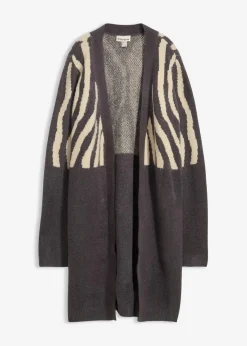 bonprix Bekleidung·Umstandsmode|Bekleidung·Jeans^Strickmantel mit Zebra Druck anthrazit/hellsand zebra