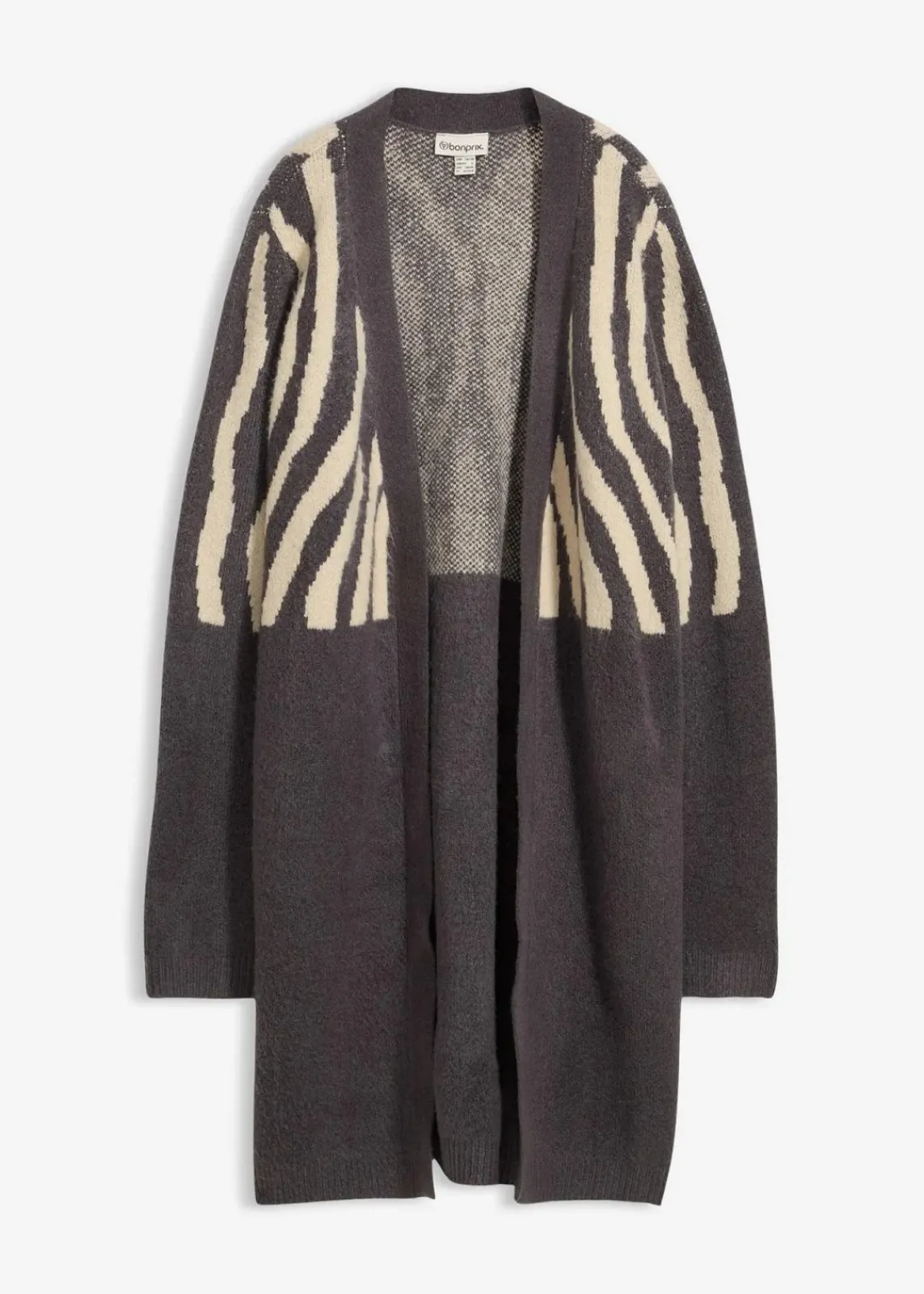 bonprix Bekleidung·Umstandsmode|Bekleidung·Jeans^Strickmantel mit Zebra Druck anthrazit/hellsand zebra