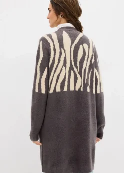 bonprix Bekleidung·Umstandsmode|Bekleidung·Jeans^Strickmantel mit Zebra Druck anthrazit/hellsand zebra