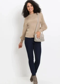 bonprix Strickmode|Pullover & Strickjacken^Strickpullover mit Ballonärmeln beige meliert