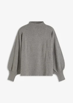 bonprix Bekleidung·Jeans|Pullover & Strickjacken^Strickpullover mit Ballonärmeln grau meliert