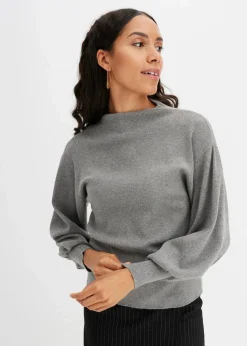 bonprix Bekleidung·Jeans|Pullover & Strickjacken^Strickpullover mit Ballonärmeln grau meliert