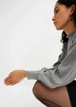 bonprix Bekleidung·Jeans|Pullover & Strickjacken^Strickpullover mit Ballonärmeln grau meliert