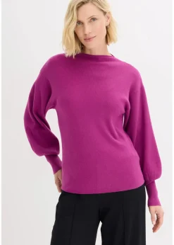 bonprix Bekleidung·Jeans|Pullover & Strickjacken^Strickpullover mit Ballonärmeln dunkelfuchsia