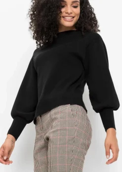 bonprix Bekleidung·Jeans|Pullover & Strickjacken^Strickpullover mit Ballonärmeln schwarz