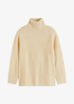bonprix Bekleidung·Umstandsmode|Strickmode^Strickpullover mit Rollkragen kieselbeige