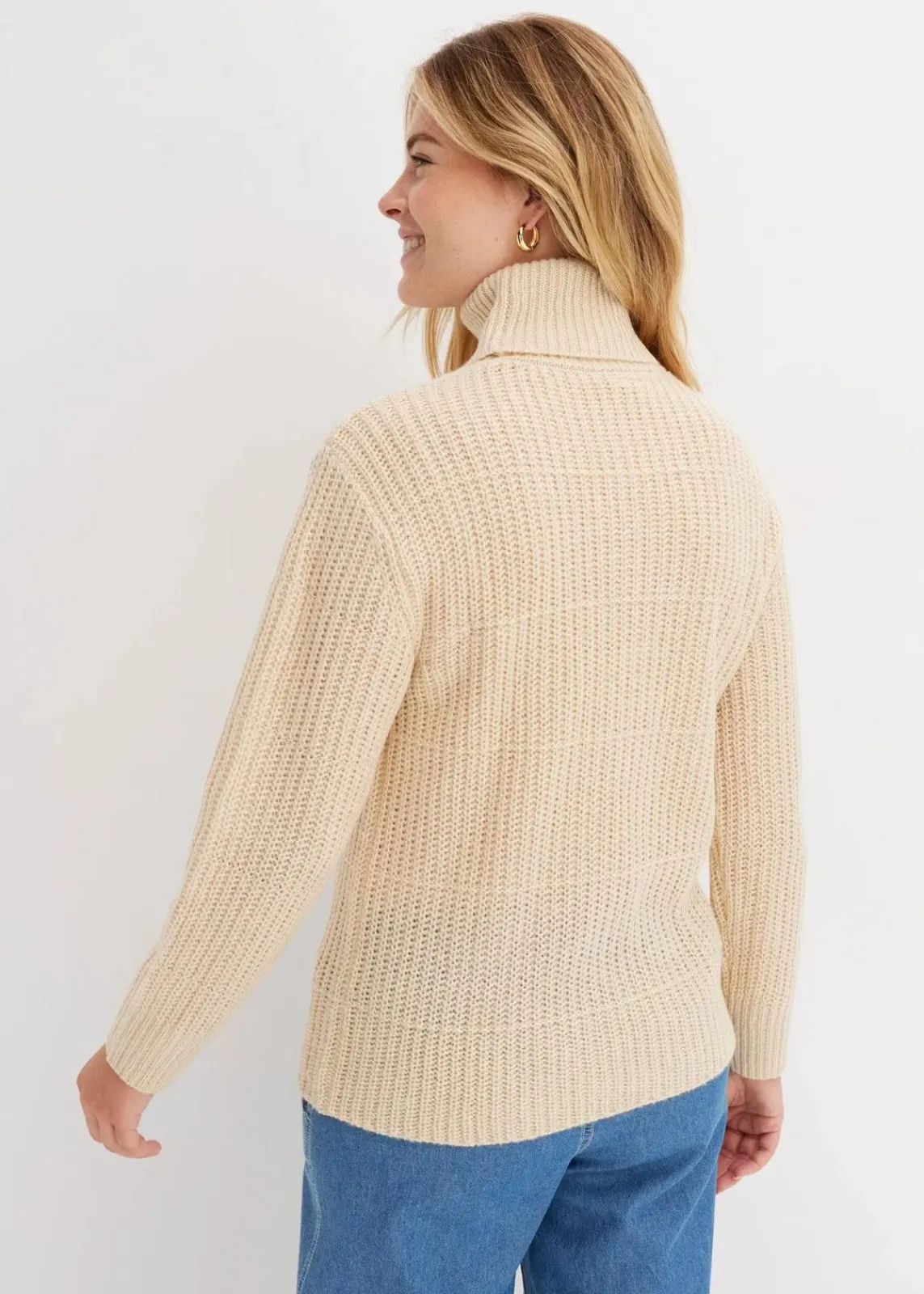bonprix Bekleidung·Umstandsmode|Strickmode^Strickpullover mit Rollkragen kieselbeige