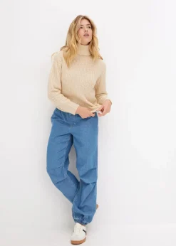 bonprix Bekleidung·Umstandsmode|Strickmode^Strickpullover mit Rollkragen kieselbeige