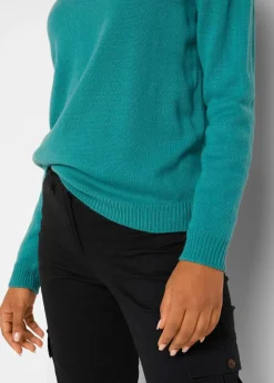 bonprix Pullover & Strickjacken|Basics^Strick-Pullover mit Rundhals-Ausschnitt türkis