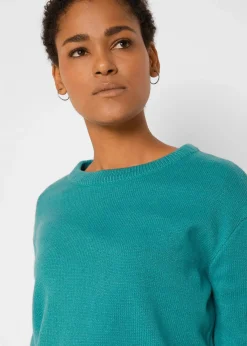 bonprix Pullover & Strickjacken|Basics^Strick-Pullover mit Rundhals-Ausschnitt türkis