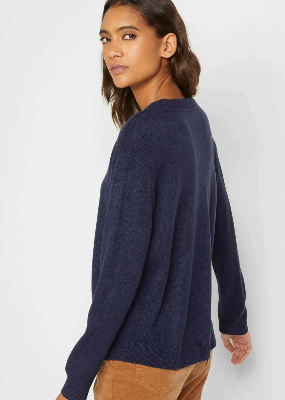 bonprix Pullover & Strickjacken|Basics^Strick-Pullover mit Rundhals-Ausschnitt dunkelblau