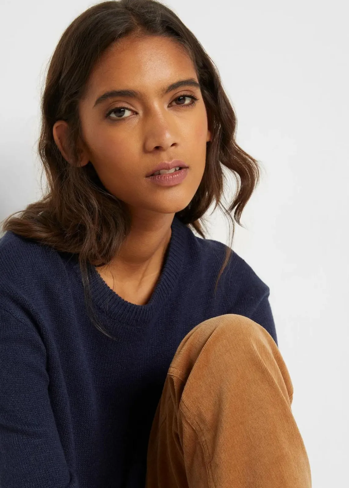 bonprix Pullover & Strickjacken|Basics^Strick-Pullover mit Rundhals-Ausschnitt dunkelblau