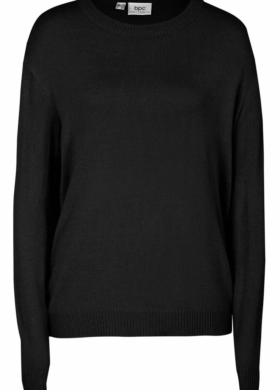 bonprix Pullover & Strickjacken|Basics^Strick-Pullover mit Rundhals-Ausschnitt schwarz